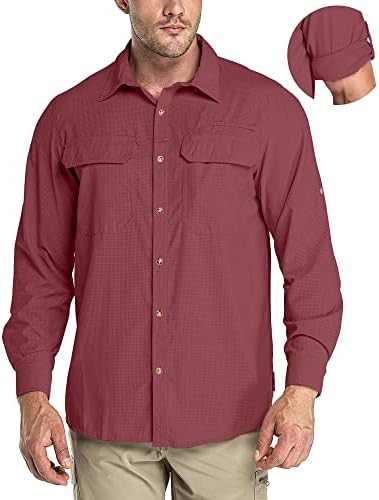 33,000ft Men's Long Sleeve Sun Protection Shirt UPF 50+ UV Quick Dry Cooling Fishing Shirts for Travel Safari Camping Hiking by 33000ft