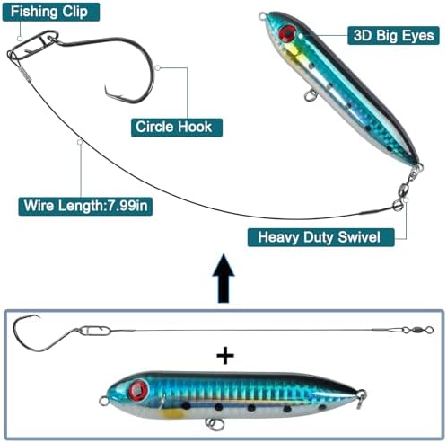 Catfish Rig, Demon Dragon Rattling Line Float Lure with Steel Leaders Circle Hooks Rigs, Bank Fishing Spook Rattle Float Santee Rig Catfishing Tackle - Image 6