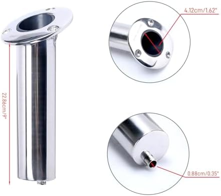 (Set of 2) Amarine-Made Heavy Duty Stainless Steel 316 Deluxe Rod Holders with Drain, Flush Mount Fishing Rod Pole Holders, 30 Degree - Image 4