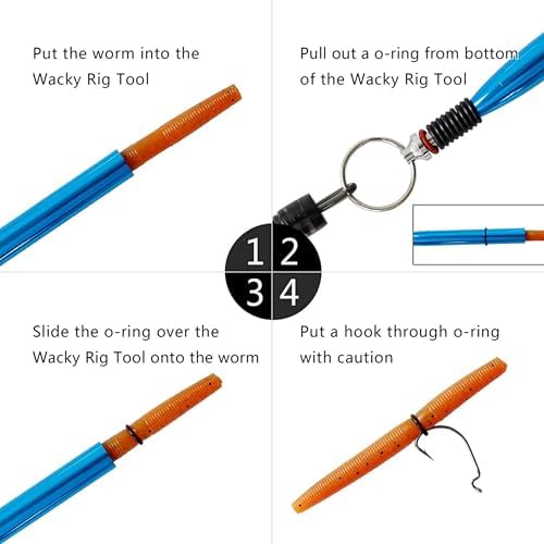 Reaction Tackle Wacky Rig Tool and O-Rings for Soft Plastic Worms, Bass Fishing Wacky Rig and Neko Rig Stick Bait Setup for Largemouth and Smallmouth - Image 2