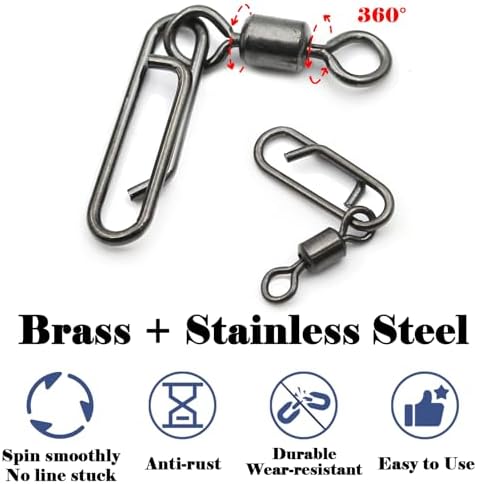 FishTrip 50pcs Fishing Rolling Swivel Power Clips for Rigs Lures - Image 2