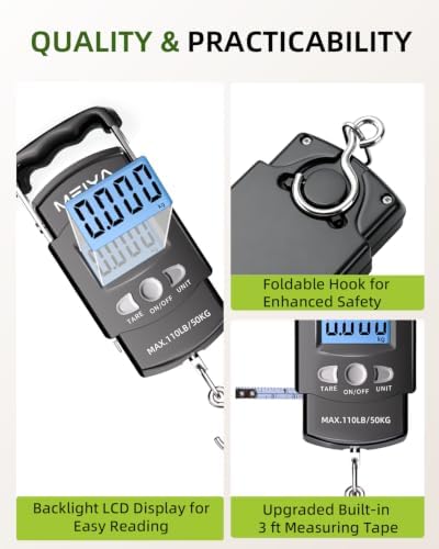 MEIYA Fish Scale for Fishing, Rechargeable/AAA Batteries, 3ft Tape Measure - Image 7