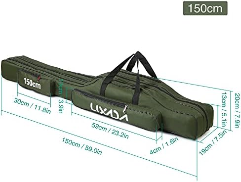 Lixada Fishing Rod Case - 3 Layers Oxford Bag, Portable Folding Carrier for Rods and Reels, Tackle Storage Travel Bag, 90cm/120cm/150cm Optional - Image 5