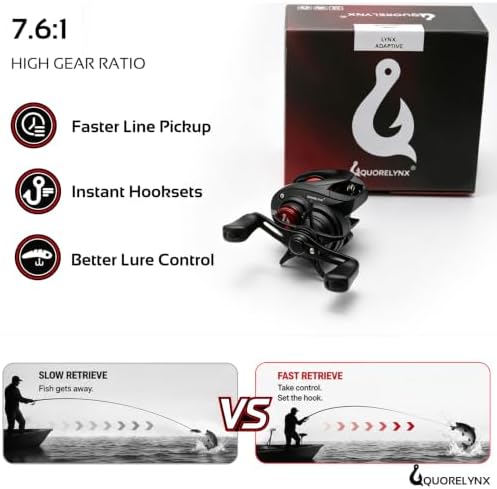 Adaptive Control Baitcaster Reel Bass Fishing, 7.6:1 11BB Magnetic Brake - Image 3