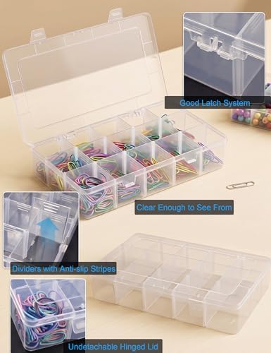 Hlotmeky Plastic Organizer Box with Dividers Bead Organizer 15 Large Grids Tackle box Organizer Clear Snackle Box Container - Image 6