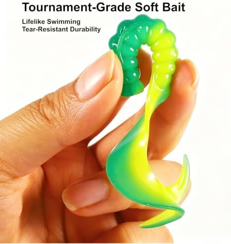1/2/3/4/5in Curly Tail Grub Soft Swimbait Crappie Bass Lure Kit Bulk Pack - Image 3