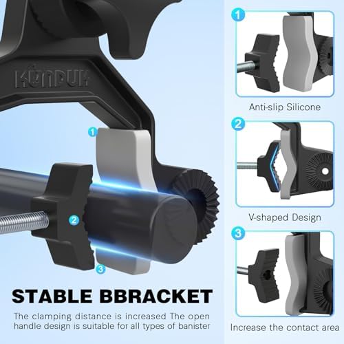 Upgraded Fishing Rod Holder with Button-Lock 360° Dual Rotation,Universal Silicone Strap & Enlarged V-Clamp Fits Round/Square Tubes,Secure Adjustable Boat Fishing Gear for All Rod - Image 4