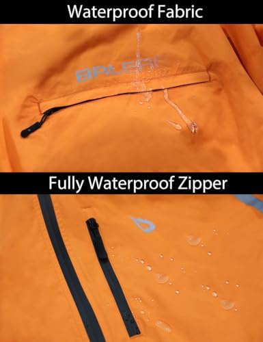 baleaf Men's Rain Jacket Waterproof Hood Lightweight Reflective Packable - Image 5