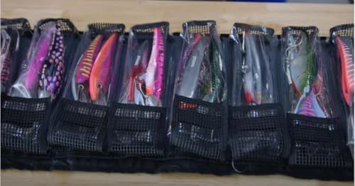 Nomad Design Lure Roll - Large Size with 10 Pockets Respectively, Portable Waterproof Tarpaulin Fish Lure Bag - Heavy Duty PVC Window, Mesh Cleaning & Drying Tabs - Image 6