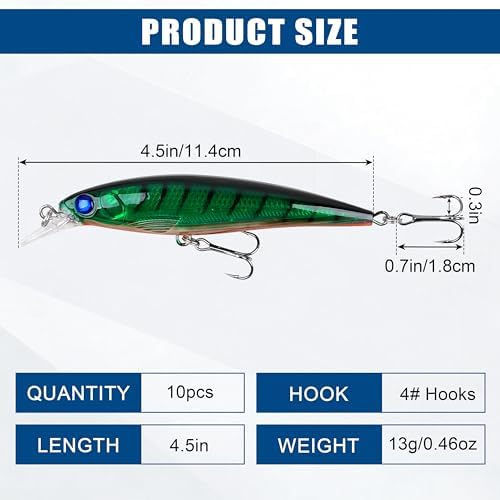 Fishing Lures Kit Crankbait Minnow Hard Bait Set Deep Diving Jerkbait Swimbait Popper Pencil Walleye Lures Artificial Fishing Bait for Bass Trout Redfish Saltwater Freshwater Fishing Lure - Image 3