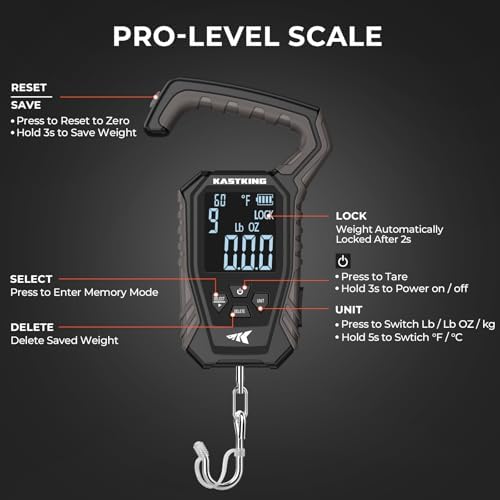 KastKing Weighmaster Digital Fish Scale with Lip Gripper, Black - Image 3
