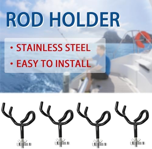 4PCS Sure Grip Steel 20 Degree Angle Rod Holder with Mounting Base Fishing Rod Holder for Boat, Ship, Yacht and More for Fishing Lovers - Image 2