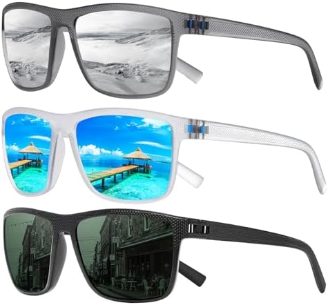 Square Polarized Sunglasses for Men and Women Lightweight Frame Sun Glasses with UV Protection by TURBOPEP
