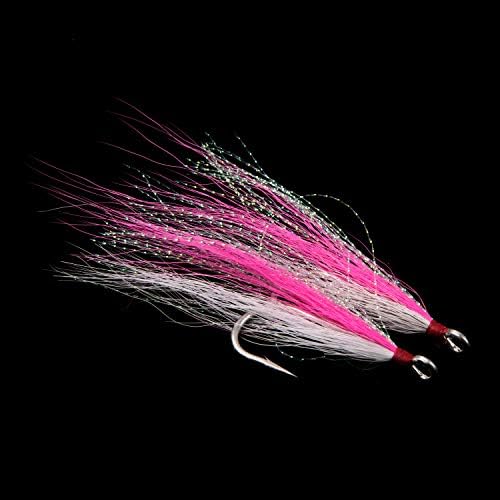 Bucktail Teasers Fishing Hooks Saltwater Flounder Rig Fishing Hooks Stainless Steel Bucktail Mylar Teasers Inserted for Striped Bass Trout Catfish Cod Flounder Hi/Lo Rig 3 Colors - Image 4