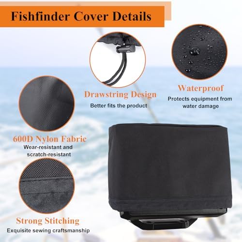 Fishfinder Cover 3-10in,Depth Finder Oxford Fabric Waterproof Protection Accessories,for Hummingbird Lowrance Models,Protects Your Screen and Device from Sun Adverse Weather Damage Fishing - Image 2