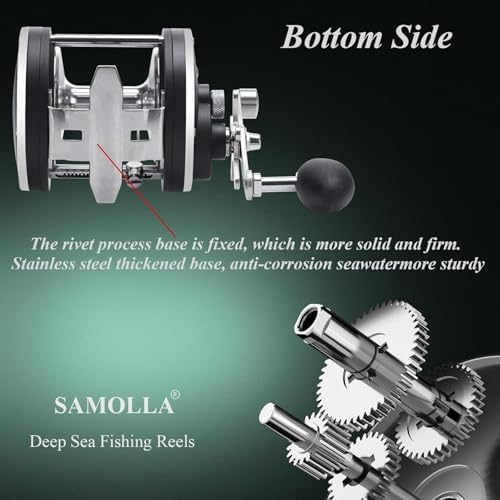 Sea Fishing Reel 44-66 LB Max Drag Saltwater Round Conventional Trolling Reel Aluminum CNC 2.8:1/4.4:1 Gear Ratio 5+1/7+1 Bearings for Tuna Salmon Marlin - Image 3