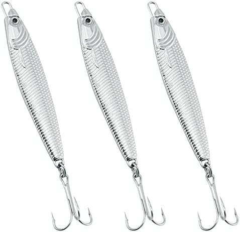 Dr.Fish Fishing Jigs Jigging Spoon Saltwater Fishing Lure Casting Metal Spoon Surf Fishing Mackerel Striper Lures Stinger Bluefish Vertical Diamond Jig by DrFish