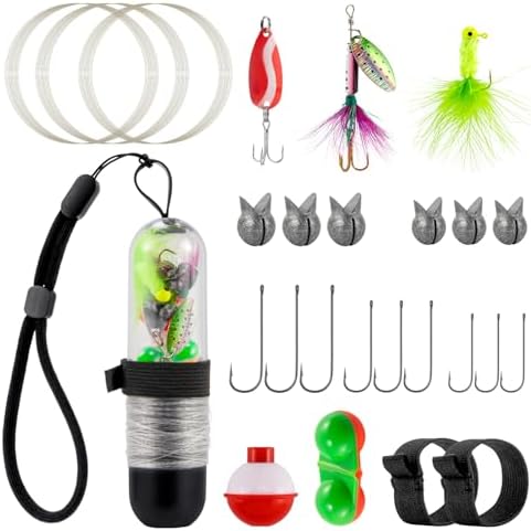 Dr.Fish 25pk Pocket Reel Survival Fishing Kit Line Jig Spoon Spinner Bait by DrFish