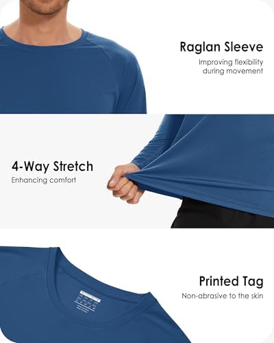 Boladeci Men's UPF 50+ Sun Protection UV SPF Shirts Long Sleeve Lightweight Quick Dry Swim T-Shirts Rash Guard - Image 5