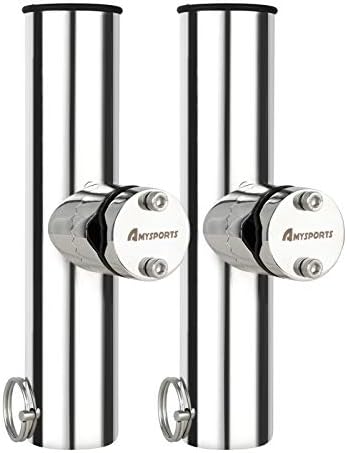 AMYSPORTS Stainless Steel Trolling Rod Holder Clamp Side Mount Fishing Pole Holders Adjustable Kayak Rail Rods Supporters Boat Sailboat for Boating by AMYSPORTS
