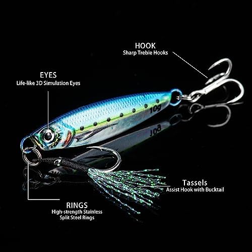 Goture Fishing Jigs, Vertical Jigging Lure with Assist & Treble Hooks - Image 4