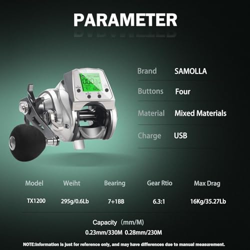 Line Counter Digital Baitcasting Fishing Reel with LCD Display Ultralight Baitcaster Reel, 22-35 Lb Max Drag, 6.3:1/7.2:1 Gear Ratio, Left/Right Hand, for Freshwater & Saltwater - Image 6