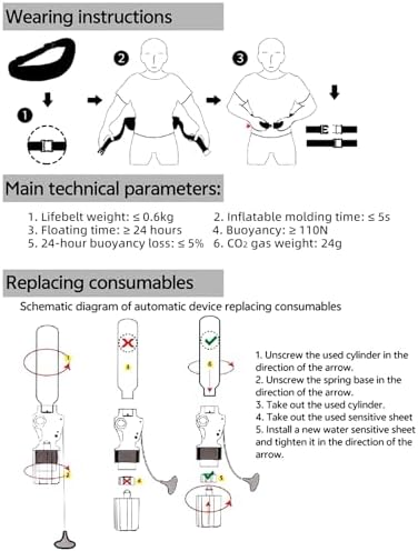 Manual Inflatable Belt Pack（with Reflective Sheet） Water Sports Waist Belt PFD for SUP Paddleboarding Kayaking Fishing Boating （fit 80-330 lbs） - Image 5
