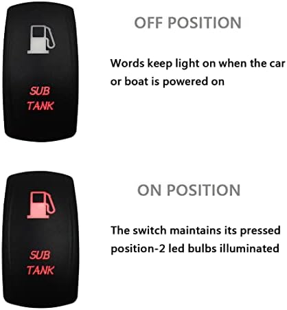 12V 24V Dual RED Led Sub Tank Rocker Switch with Wires 5 PIN ON-Off Switch for Car Boat Truck Trailer Camper RV Racing Car Dash Replacement - Image 5