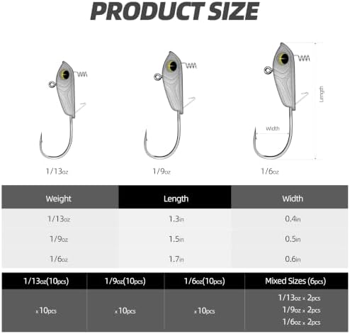 Micro Jig Heads, 10PCS Ultralight Hooks with 3D Fish Eyes for Crappie, Trout, Panfish, Bass and Soft Plastic Baits - Image 5