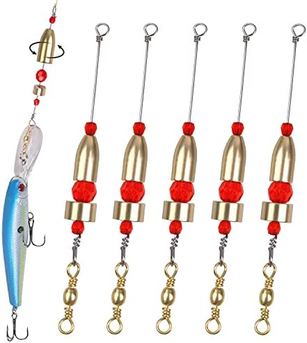 Carolina Rig for Bass Fishing Saltwater, 5pcs Brass Pre-Rigged Carolina Ready Rigs Fishing Weights Barrel Sinkers (1/4oz, 3/8oz, 1/2oz, 3/4oz, 1oz) by FUSIGO