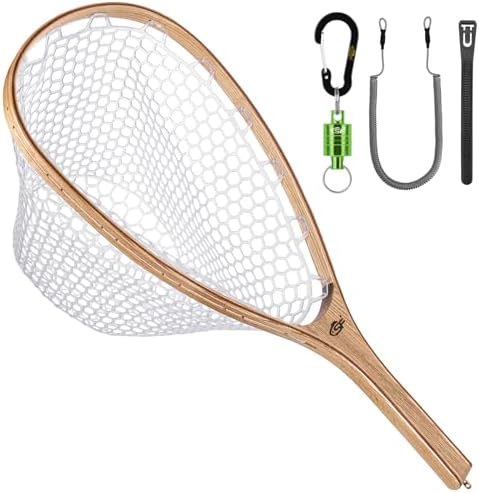 SF Fly Fishing Landing Net Soft Rubber Mesh Trout Net Catch and Release Net by SUNSHINEFISHING