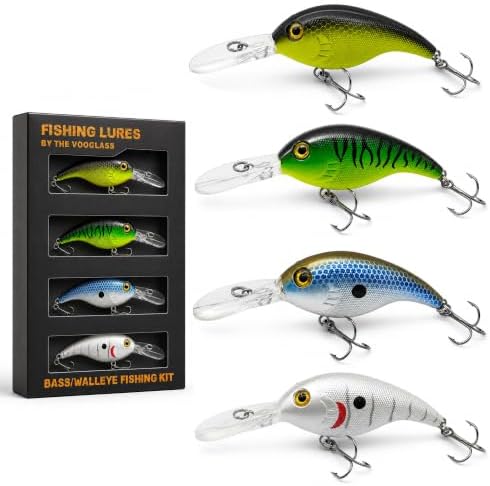 VOOGLASS 4PCS Fishing Lures Kit Hard Baits for Bass Pike Walleye by VOOGLASS