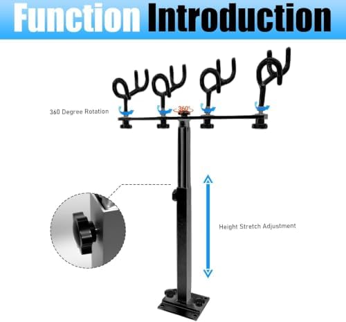 Aluminum Fishing Rod Holder for Boat, 360 Degree Rotation Adjustable Height - Image 2