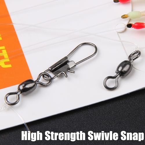 Fishing Bait Rigs Saltwater, 12 Packs Surf Fishing Lure Bait Rigs Set with Fish Skin Glow Beads String Hooks Swivels Mackeral Herring Baitfish Sea Bass Rigs - Image 4