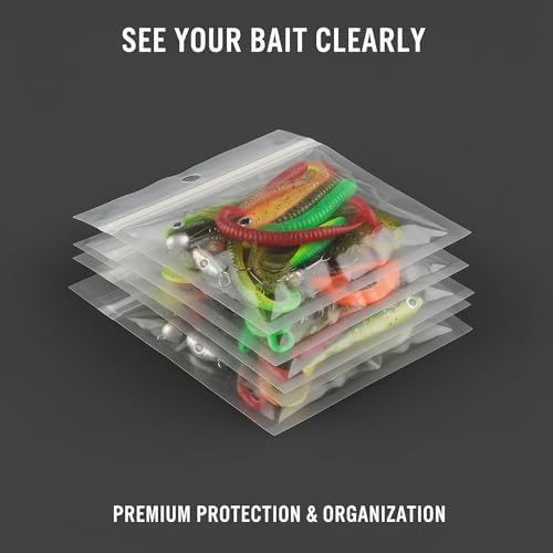 100 Pack Soft Plastic Baits Bags 6.7"x5.5" | Heavy-Duty Clear Lock Zipper Lure Packaging Bags - Leakproof Double-Sealed Zipper Storage for Soft Plastic Lures & Fishing Gear | Multiple Sizes - Image 6