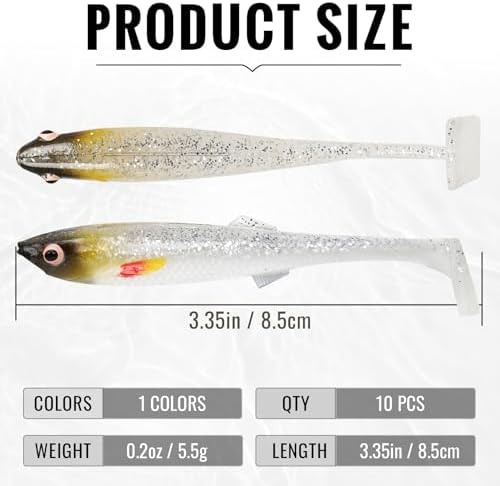 TRUSCEND Shadtale Easy Catch Soft Fishing Lures, Unique Vibration and Action for Various Rigs, Paddle Tail Swimbaits Trailer for Bass, Trout, Crappie, Walleye, Redfish, Saltwater & Freshwater Fishing - Image 2