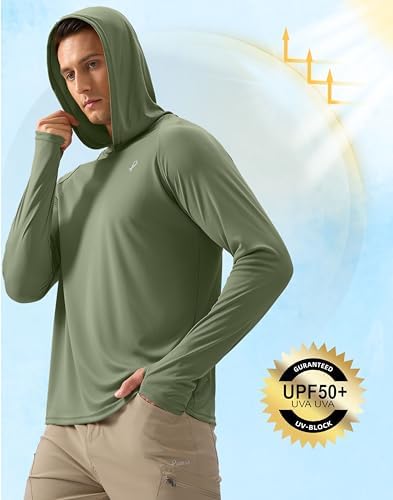 Pudolla Men's Sun Protection Hoodie Shirts UPF 50+ Fishing Hiking Shirt - Image 5