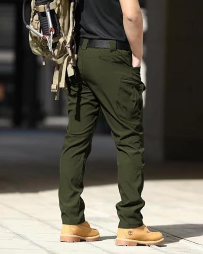 Men's Tactical Pants Stretch Waterproof Fabric Durable Cargo Pants for Hiking Casual Work Multi Pockets (No Belt) - Image 3