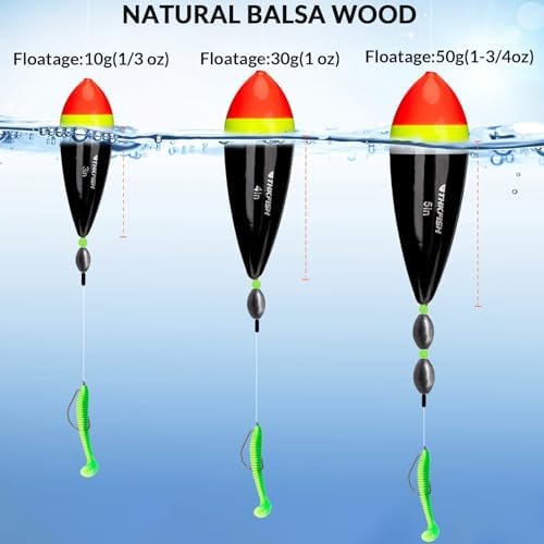 THKFISH Fishing Bobbers Slip Bobbers for Fishing Floats Bobbers for Fishing Balsa Bobbers for Steelhead Fish Float Rigs Freshwater Saltwater Floatage - Image 3