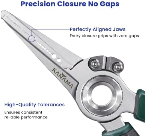 KANAMA 17-4 Stainless Steel Fishing Pliers, 7.5 Inch Rust Saltwater Fishing Pliers with Split Ring, Fish Hook Remover with Tungsten Carbide Braid Cutters, Non-Slip Handles Fishing Gifts for Men - Image 4