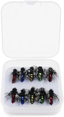 10Pcs Fly Fishing Lures Kit Fly Fishing Bait Artificial Baits for Bass Trout Salmon Fishing Dry Flies Wet Flies Streamers Nymphs 10x15mm by Unknown