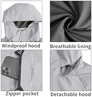 TEZO Mens Rain Jacket Waterproof with Hooded Hiking Coat Lightweight Windbreaker - Image 6