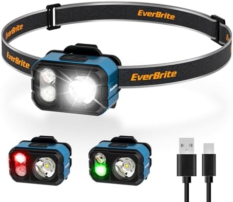 EverBrite 400LM Ultralight Headlamp, 1.59oz Head Lamp with Hat Clip by EverBrite