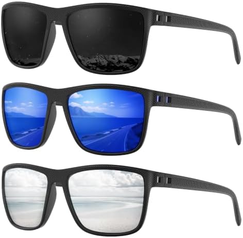 Fanshen Square Polarized Sunglasses for Men, 3 Pack Lightweight UV Protection Sun Glasses for Driving Fishing Golf by Unknown