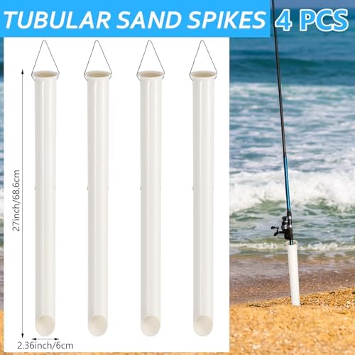 4 Pack 27in Sand Spike PVC Tubular Sand Spike Fishing Rod Holder for Surf Fishing for Beaches, Rivers and Sandy Beaches - Image 3