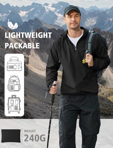 COOFANDY Men's Light Rain Jacket Packable Waterproof Raincoat Windbreaker - Image 5