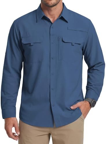 WULFUL Men's Sun Protection Fishing Shirts UPF 50+ Lightweight Quick Dry Cooling Long Sleeve Shirts for Work Hiking Safari by WULFUL