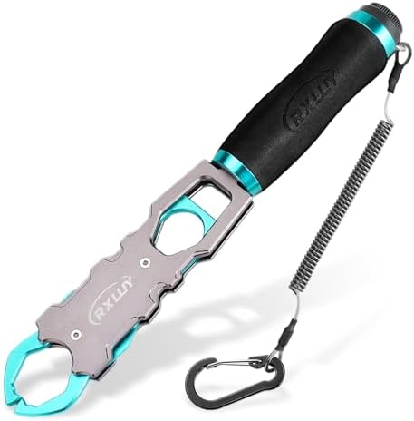 11.5" Fish Lip Gripper with Scale, Max 40lbs Scale, 360° Swivel Non-Slip Handle, Fish Grabber Control Tool for Safe, Hook Removal, Easy Catch & Release, Fishing Gifts for Men Women by RXLUY