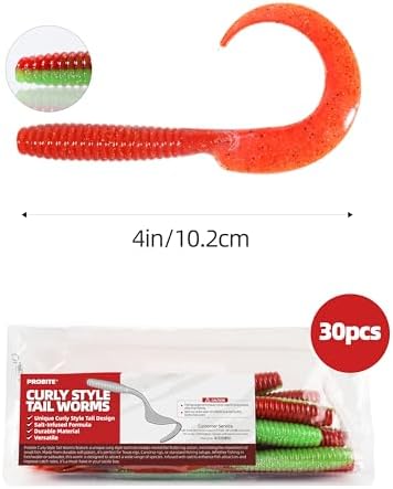 Curly Style Tail Worms Fishing Lures – Realistic Wavy Tail Soft Bait Grub Swimbaits for Saltwater & Freshwater Fishing, Available in 4 Inch & 6 Inch, Perfect for Bass, Trout, Crappie, & More - Image 6