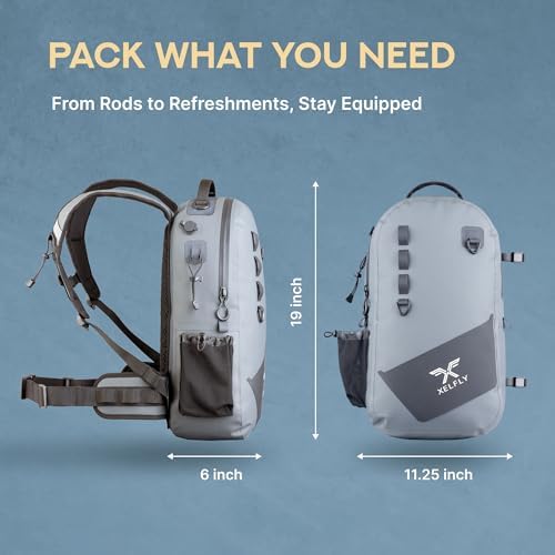 Xelfly - Waterproof Fishing Backpack with Rod Holder, Inflatable Air Valve, Padded Waist Straps & Gear Loops - Submersible Zipper, Rugged Top Handle, Adjustable Attachments (Blue) - Image 5